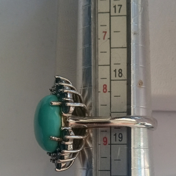 Sterling Silver Sleeping Beauty Turquoise Swiss Blue Topaz Ring - Picture 6 of 16